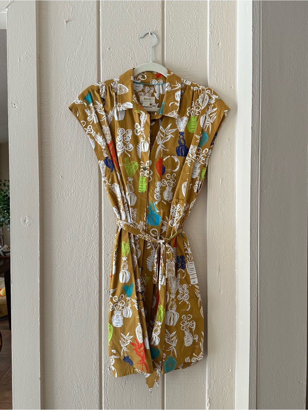 WOW NEW ANTHROPOLOGIE MAEVE BUTTON DOWN DRESS FUN PRINT! M